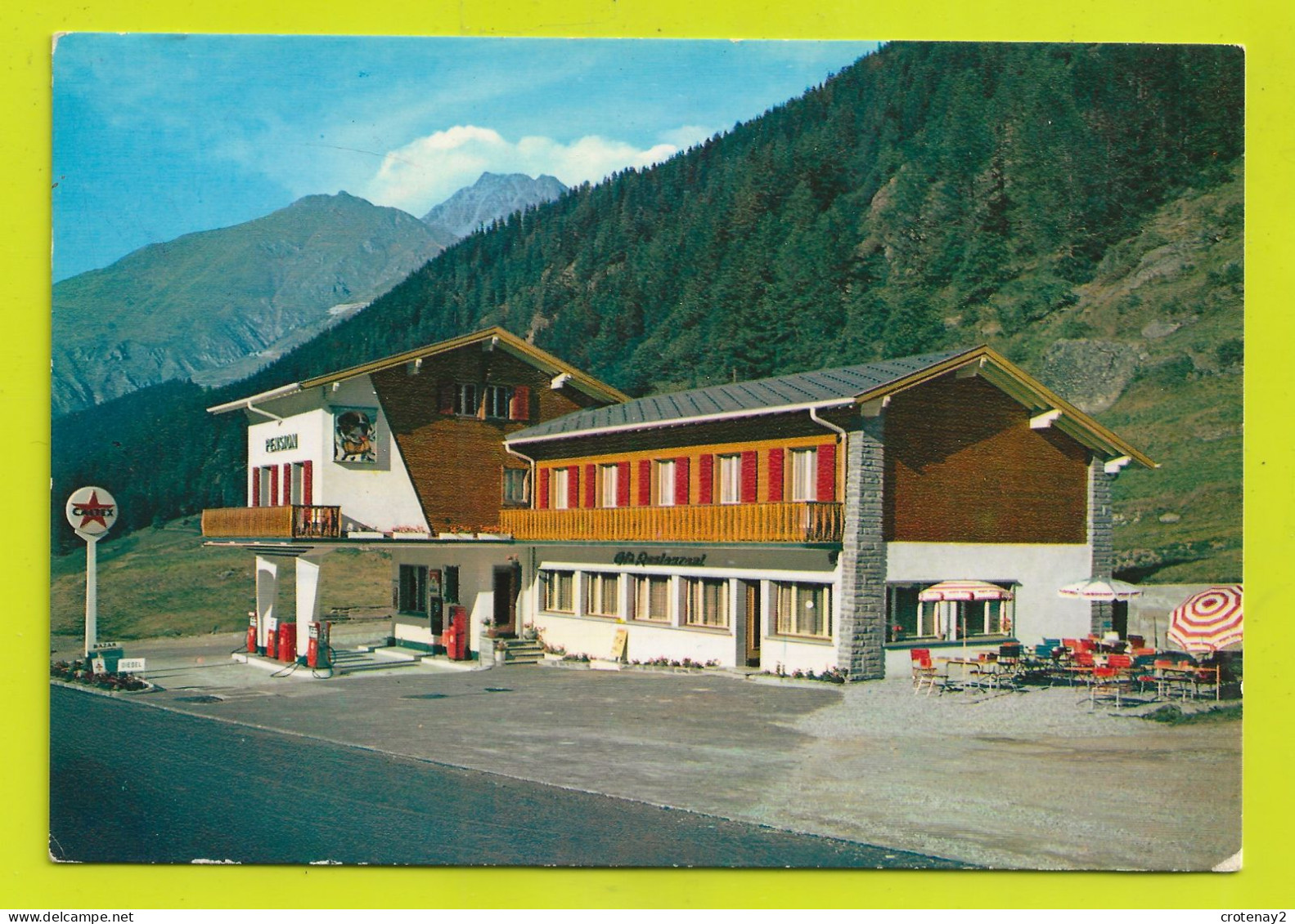 Valais BOURG SAINT PIERRE Pension Hôtel Restaurant Du CRET Famille DELASOIE Pompe à Essence CALTEX VOIR DOS - Bourg-Saint-Pierre 