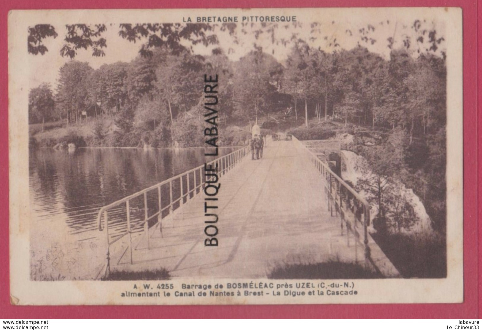 22 - BOSMELEAC---Barrage Près Uzl - Alimentant Le Canal De Nantes A Brest--La Digue Et La Cascade-animé-cpsm Pf - Bosméléac