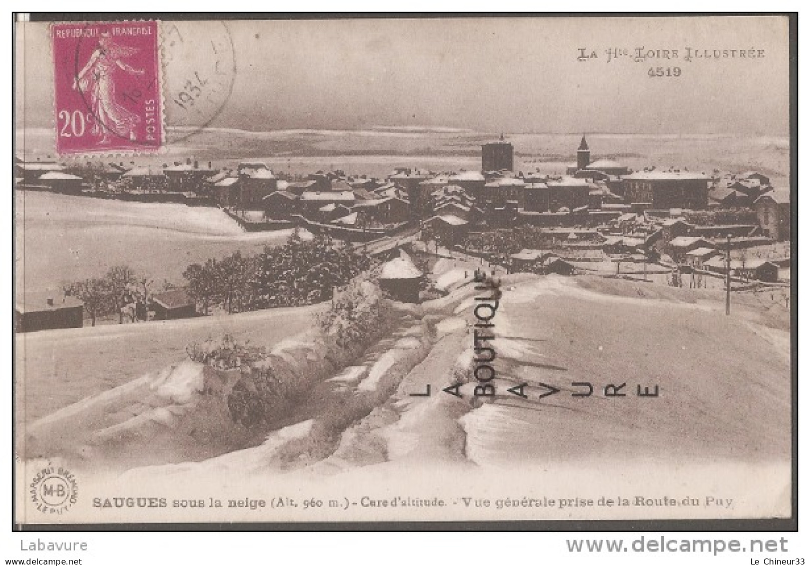 43----SAUGES Sous La Neige Cure D'altitude--Vue Generale Prise De La Route Du Puy - Saugues