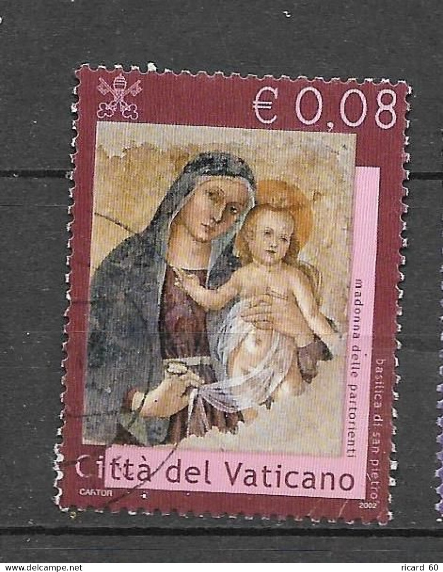Timbres Oblitérés Du Vatican 2002, N°1250 YT, Tableau: La Madone De La Basilique St Pierre, Vierge à L'enfant Jésus - Oblitérés