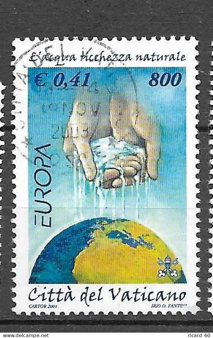 Timbres Oblitérés Du Vatican 2001, N°1230A YT, Europa, L'eau Richesse Naturelle - Gebraucht