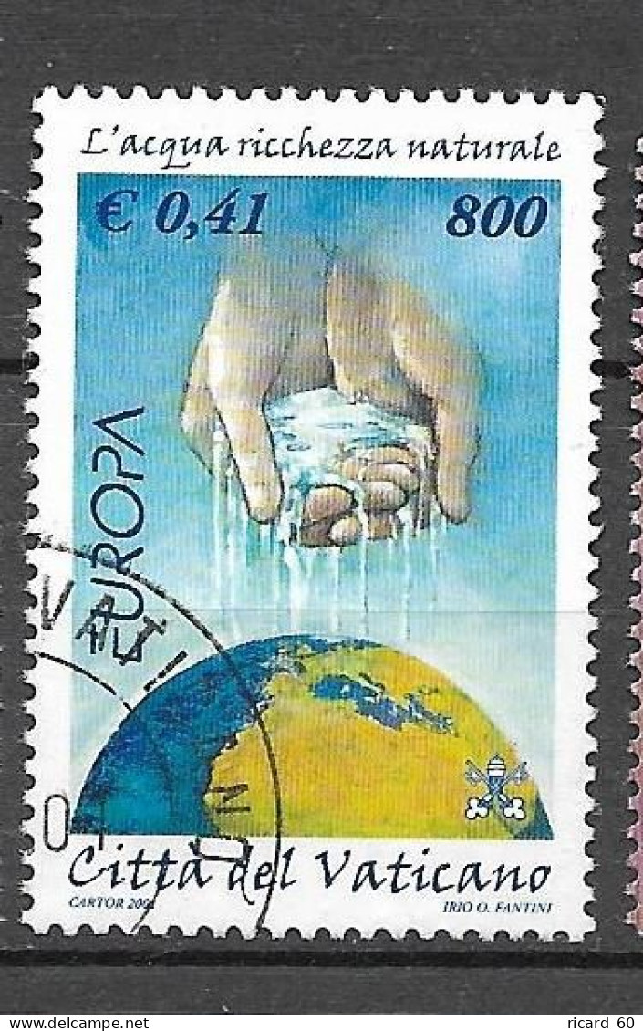 Timbres Oblitérés Du Vatican 2001, N°1230A YT, Europa, L'eau Richesse Naturelle - Gebruikt