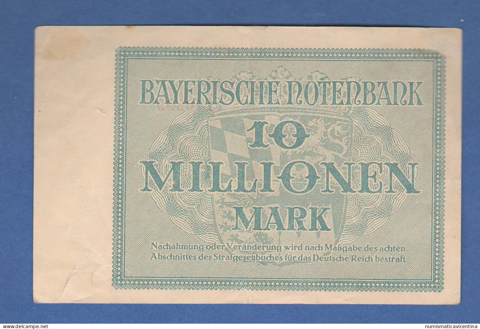 Banknote 10 Millionen Mark September 1923 Bayerische Notenbank Bayerische  Germania Banknote - Ohne Zuordnung