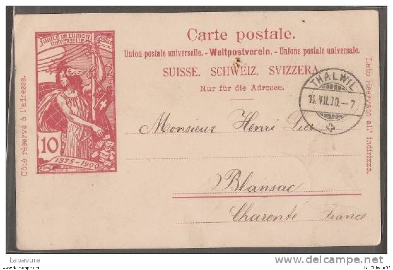 SUISSE------THALWIL----Ju Bile De L'union Postale Europenne - Thal