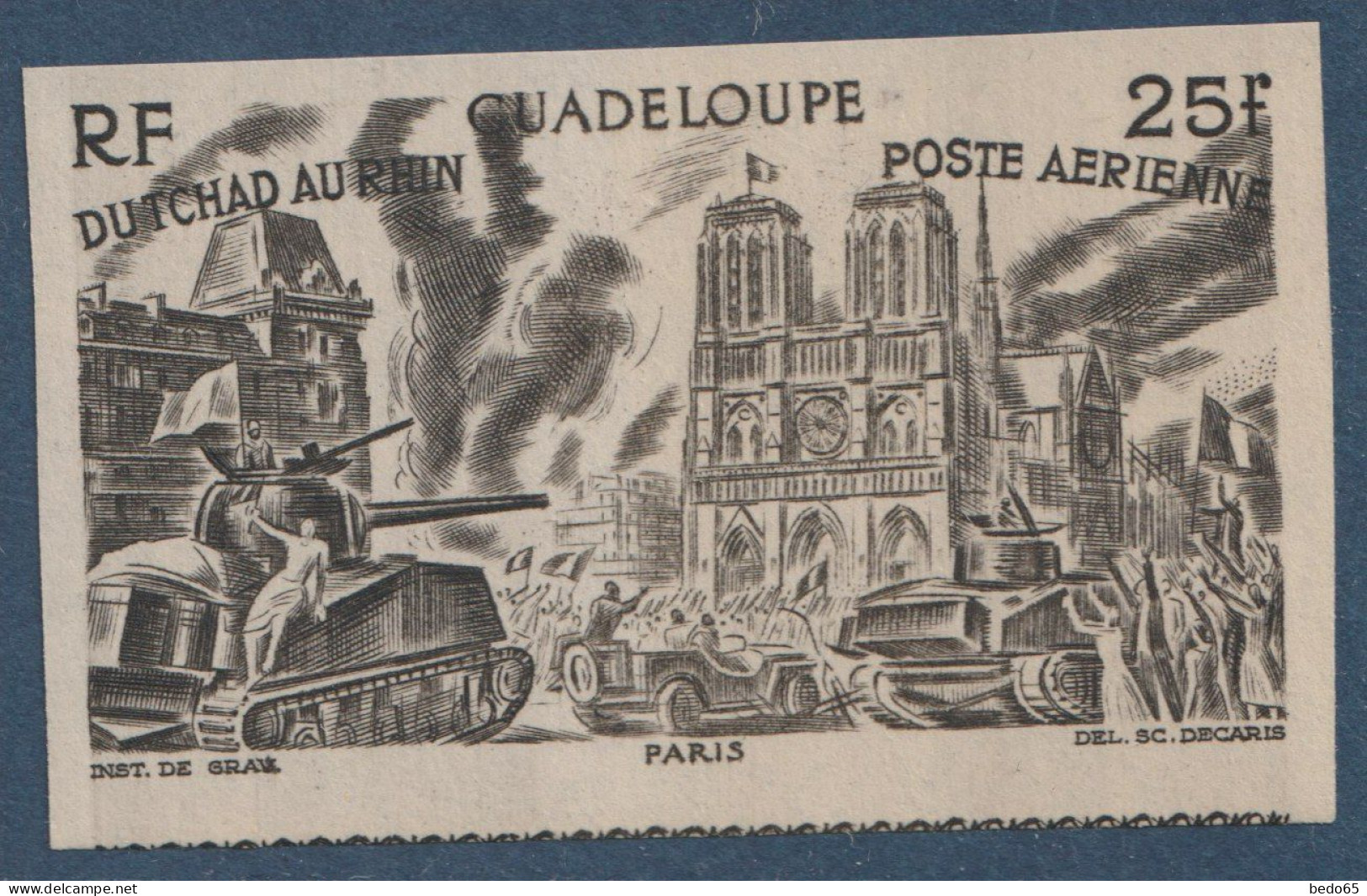 GUADELOUPE PA N° 11 NON DENTELE  NEUF** SANS CHARIERE / MNH - Poste Aérienne