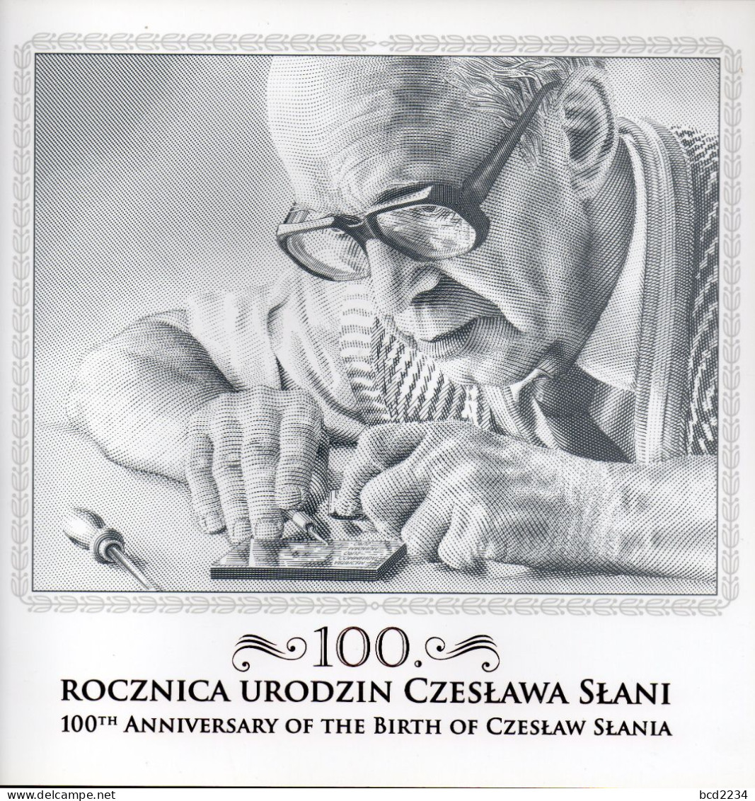 POLAND 2021 POST OFFICE LIMITED EDITION FOLDER: 100TH ANNIVERSARY OF BIRTH OF THE POLISH MASTER ENGRAVER SLANIA MS S/S - Lettres & Documents