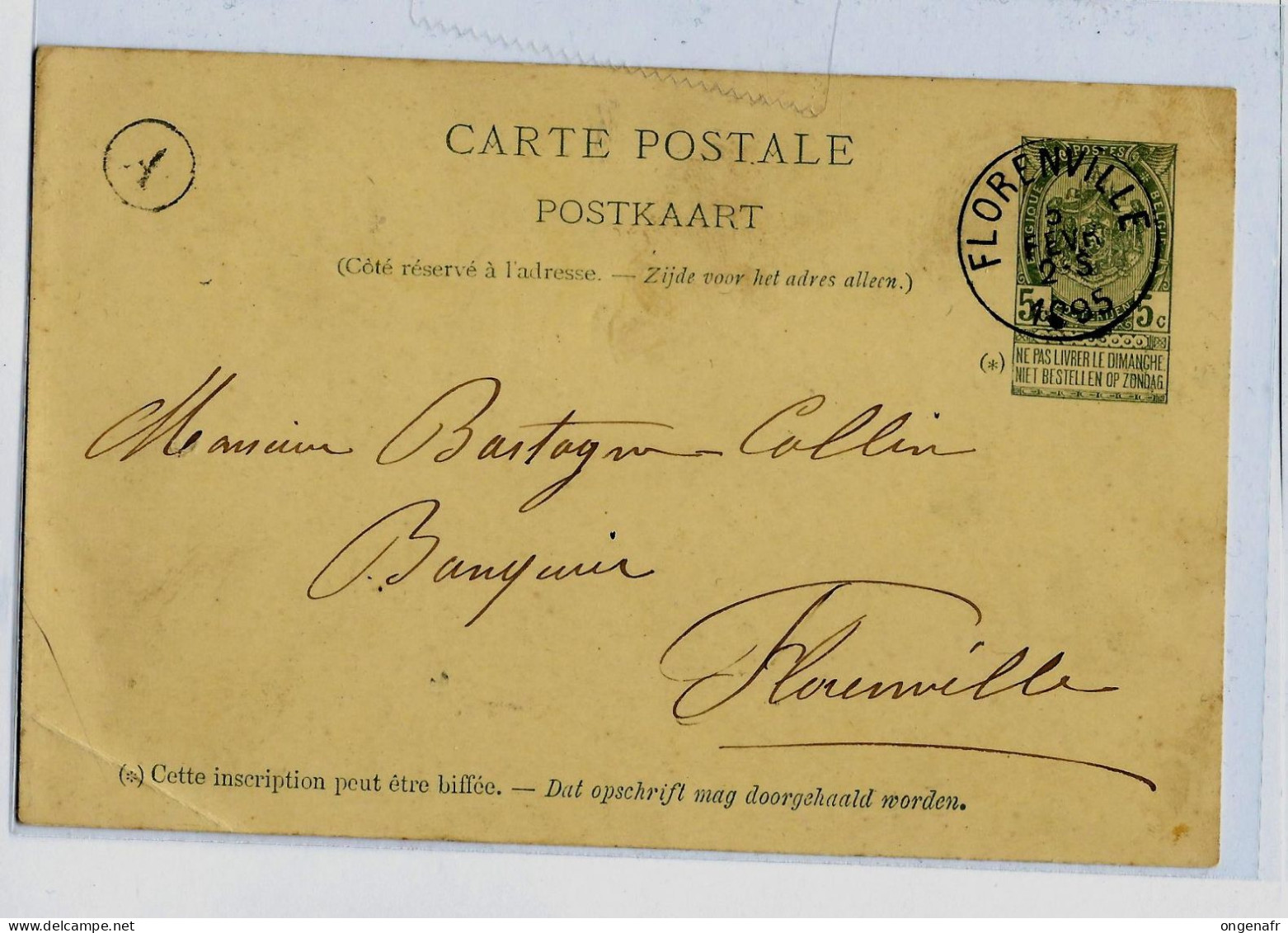 Entier Obl. FLORENVILLE  05/02/1895 Avec ( A )  Relais De LA CUISINE ( RRR ) - Rural Post