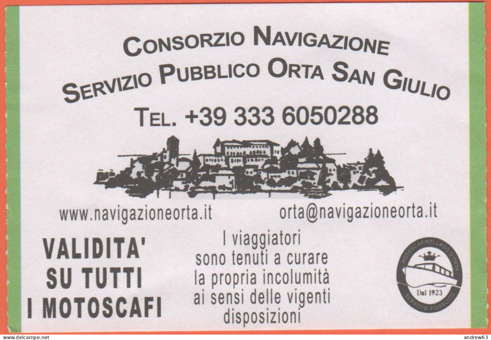 Consorzio Di Navigazione - Servizio Pubblico Orta San Giulio - Biglietto Di Corsa Semplice - Usato - Europa