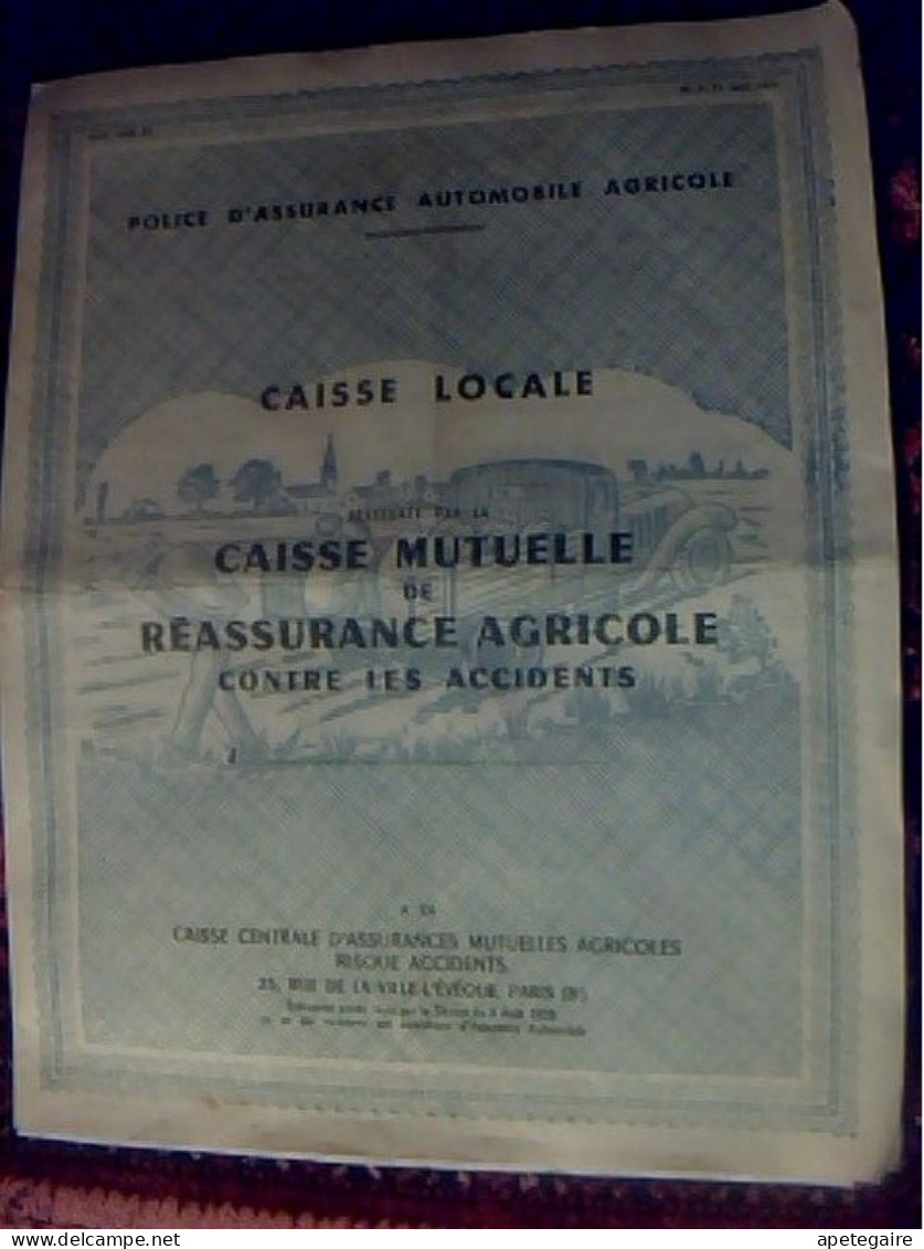 Certificat D'assurance C.M. Réassurance Agricole Pour Un Cyclomoteur Motobécane AV68 1961 - Non Classés