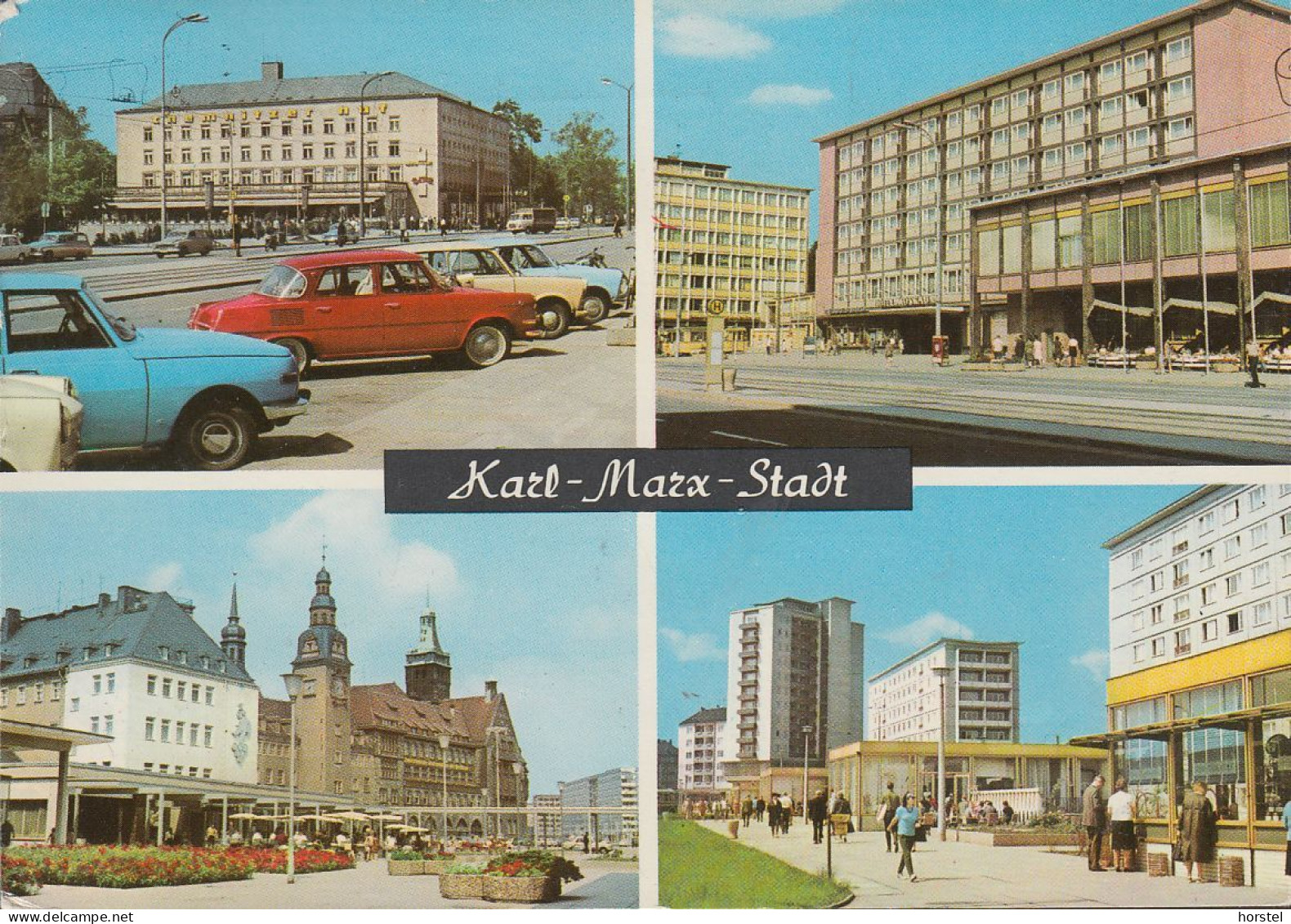 D-09111 Chemnitz - Karl-Marx-Stadt - Alte Ansichten - Interhotel "Chemnitzer Hof" & "Moskau" - Cars - Skoda - Chemnitz (Karl-Marx-Stadt 1953-1990)