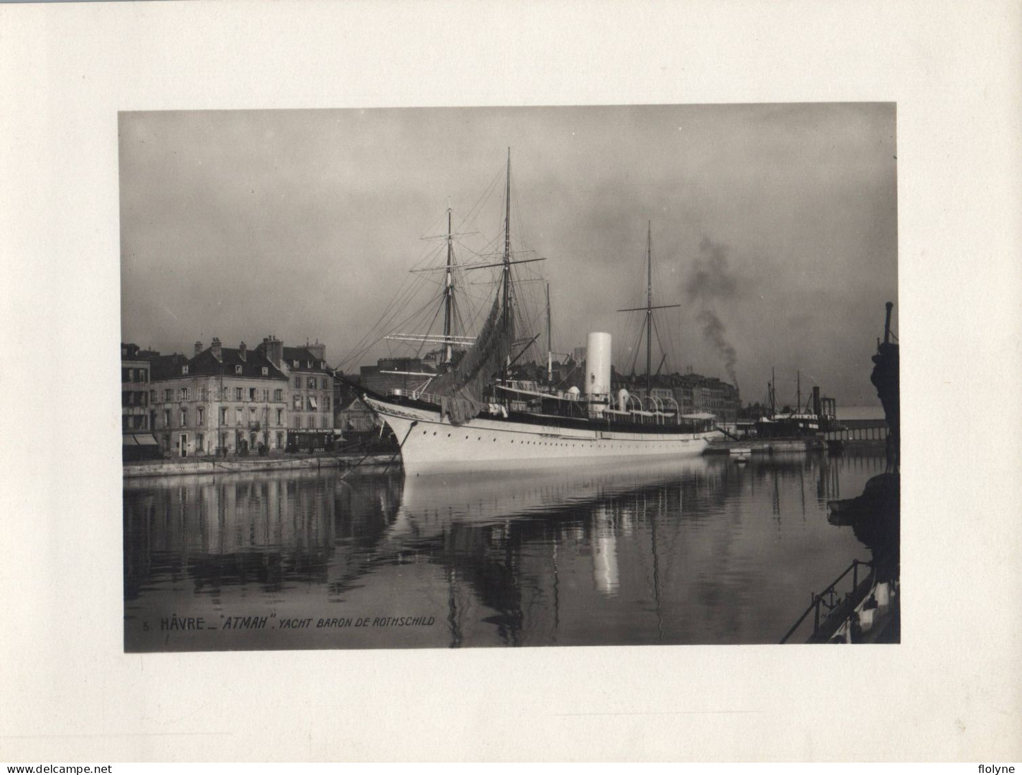 Le Havre - Photo Ancienne - ATMAH , Bateau Yacht Du Baron De ROTHSCHILD Dans Le Port - Photographie LB Hâvre - Port