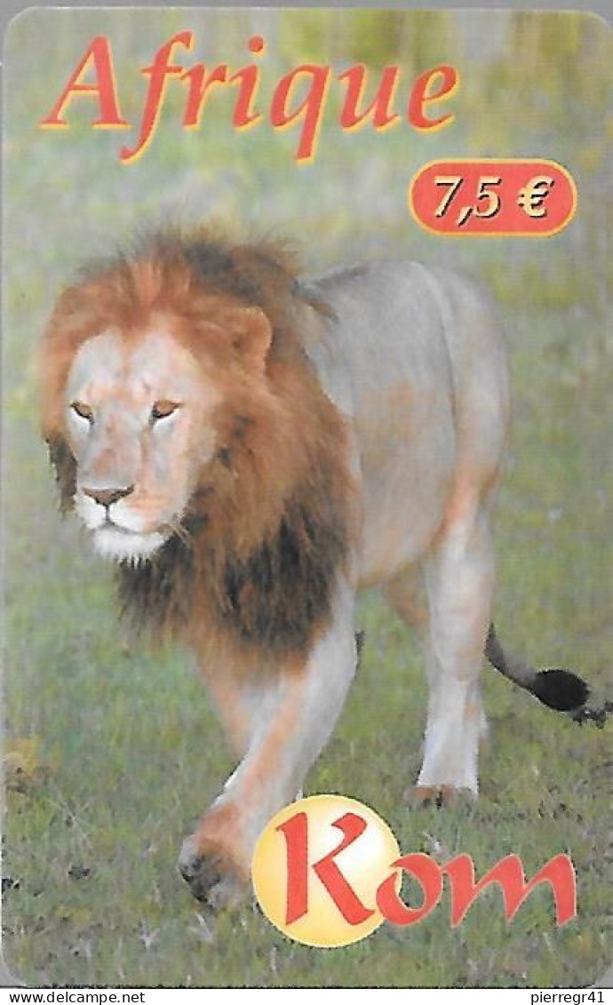 CARTE-PREPAYEE-KOSMOS- 7.5€-KOM-AFRIQUE-LION-10000ex-12/02002-Gratté-T BE-RARE - Oerwoud