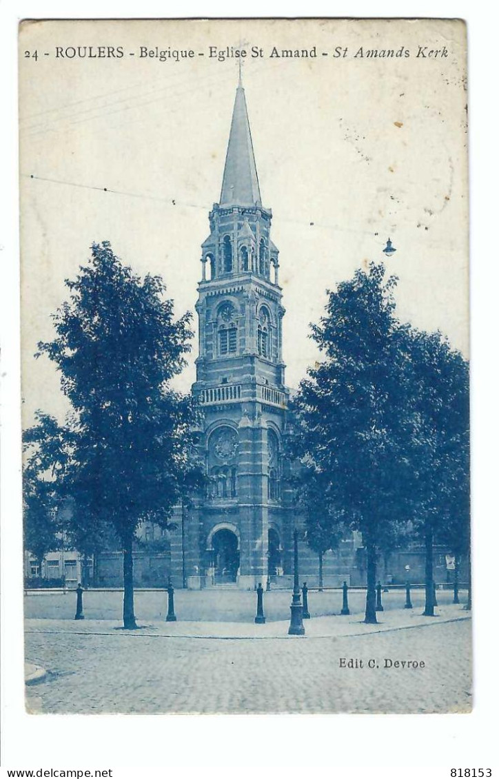 Roeselare  24 - ROULERS - Belgique - Eglise St Amand - St Amands Kerk 1927 - Roeselare