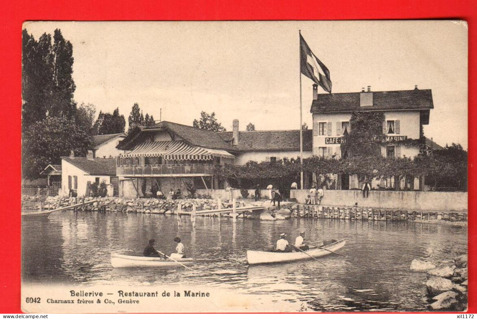 ZWU-27  RARE Collonge-Bellerive Restaurant De La Marine. Barques Très ANIME. Charnaux 6042, Circ. 1913 - Autres & Non Classés
