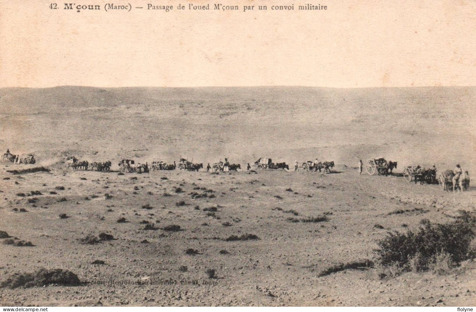 M'coun - Passage De L'oued M'çoun Par Un Convoir Militaire - Militaria - Maroc Morocco - Casablanca