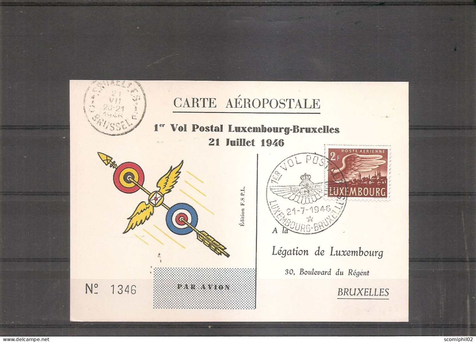 Luxembourg ( Premier Vol Postal Luxembourg - Bruxelles De 1946 à Voir) - Covers & Documents