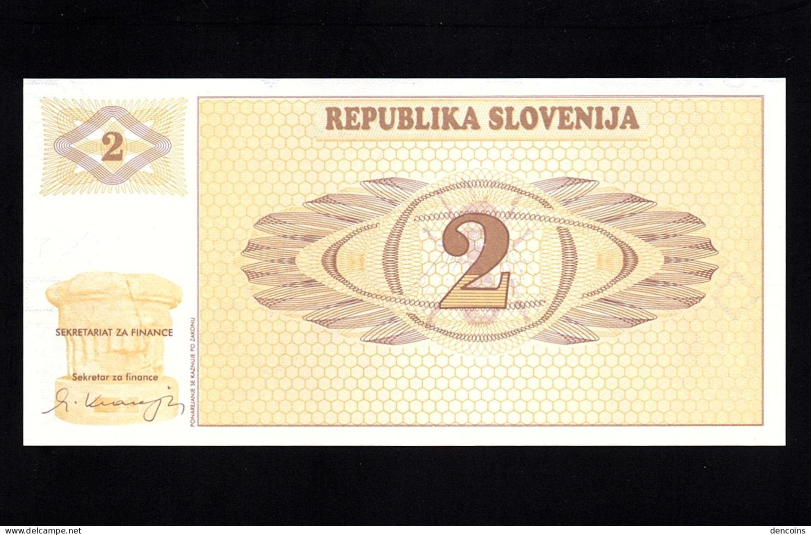 SLOVENIA  P-2  2 TOLARJA  1990  -ZA-  UNC  NEUF  SIN CIRCULAR   REPLACEMENT - Slovenië