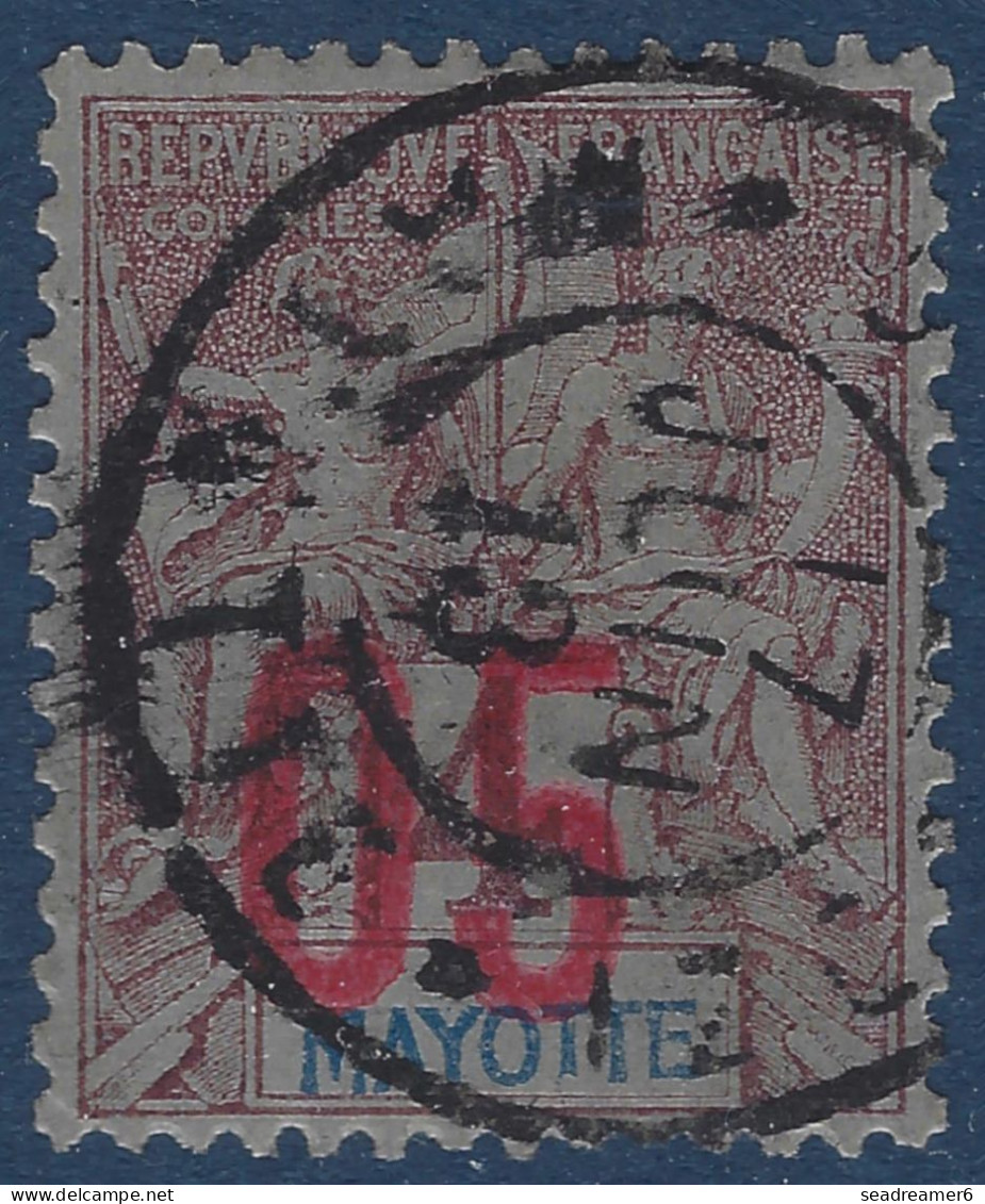 France Colonies Mayotte N°3 4c Lilas Brun Variété De Surcharge Déplacée " Valeur Sur Valeur " Oblitéré De DZAOUDZI RR - Oblitérés