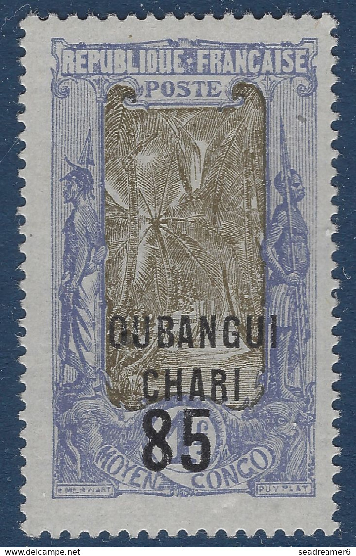 France Colonies OUBANGUI N°68A* 85c + 1FR Violet Variété Sans Surcharge " F " Frais & Signé A.BRUN - Ongebruikt