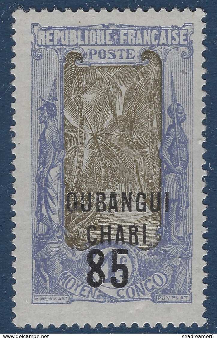 France Colonies OUBANGUI N°68A* 85c + 1FR Violet Variété Sans Surcharge " F " Frais & Signé A.BRUN - Unused Stamps