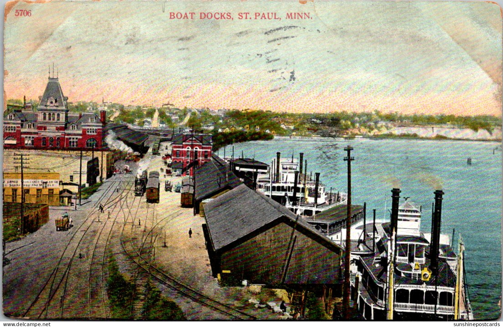 Minnesota St Paul Boat Docks 1907 - St Paul