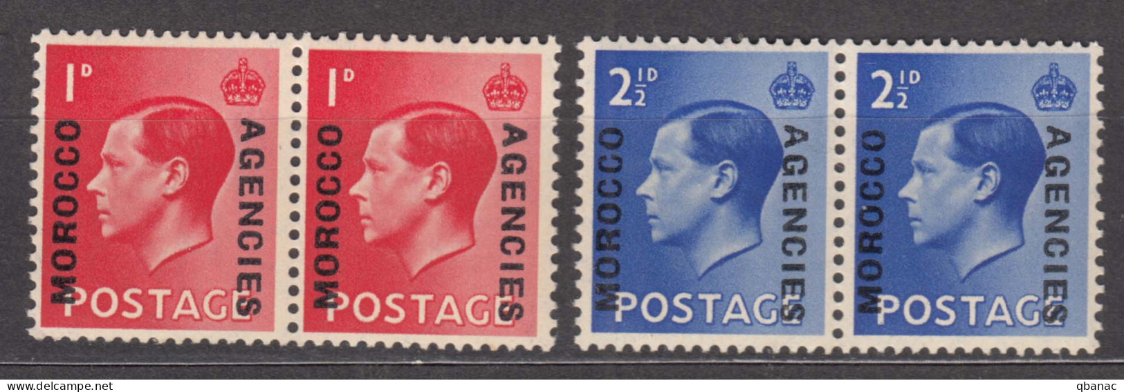 Great Britain Morocco 1936 Mi#75-76 Mint Never Hinged Pairs - Bureaux Au Maroc / Tanger (...-1958)