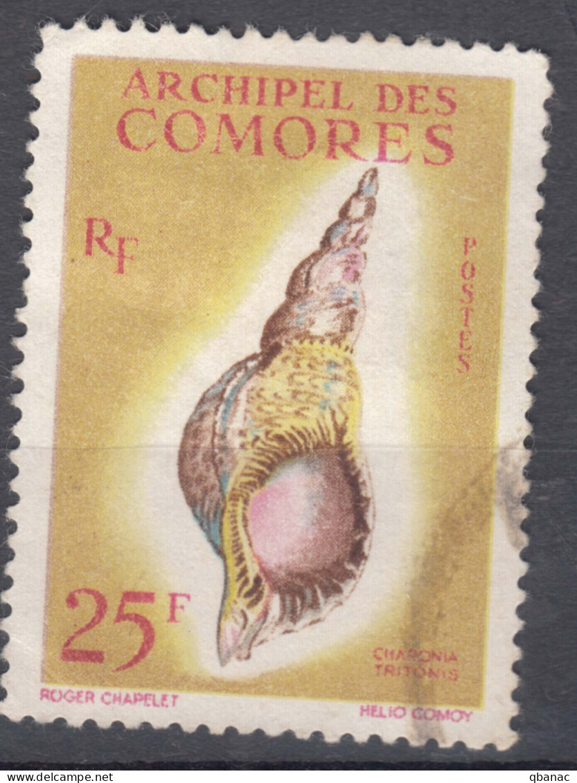 French Comores, Comoro Islands 1965 Shells Mi#47 Used, Adherence On Back - Used Stamps