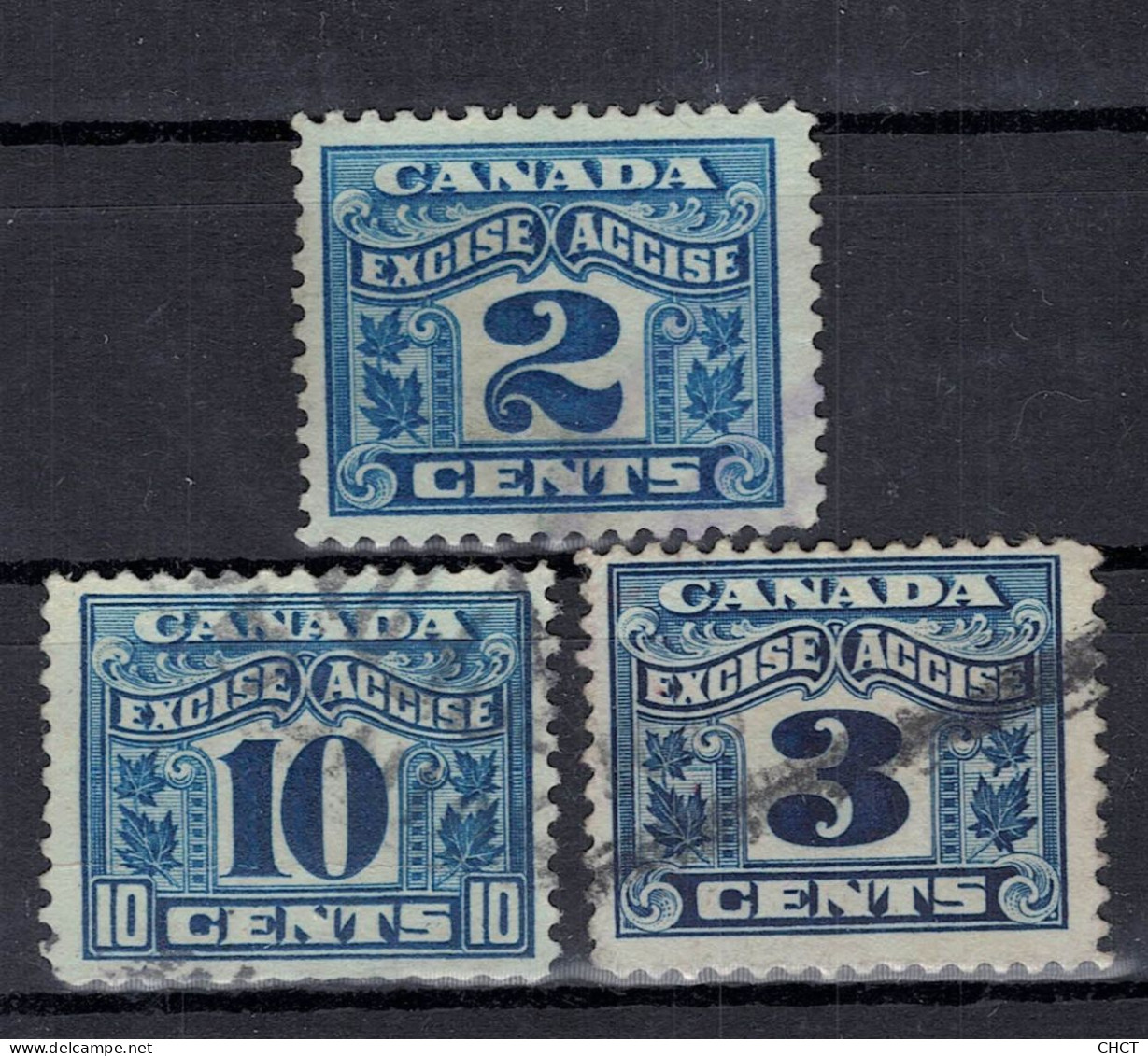 CHCT28 - 2, 3, 10 Cents 1949 Fiscal Tax Stamps, Canada - Fiscaux