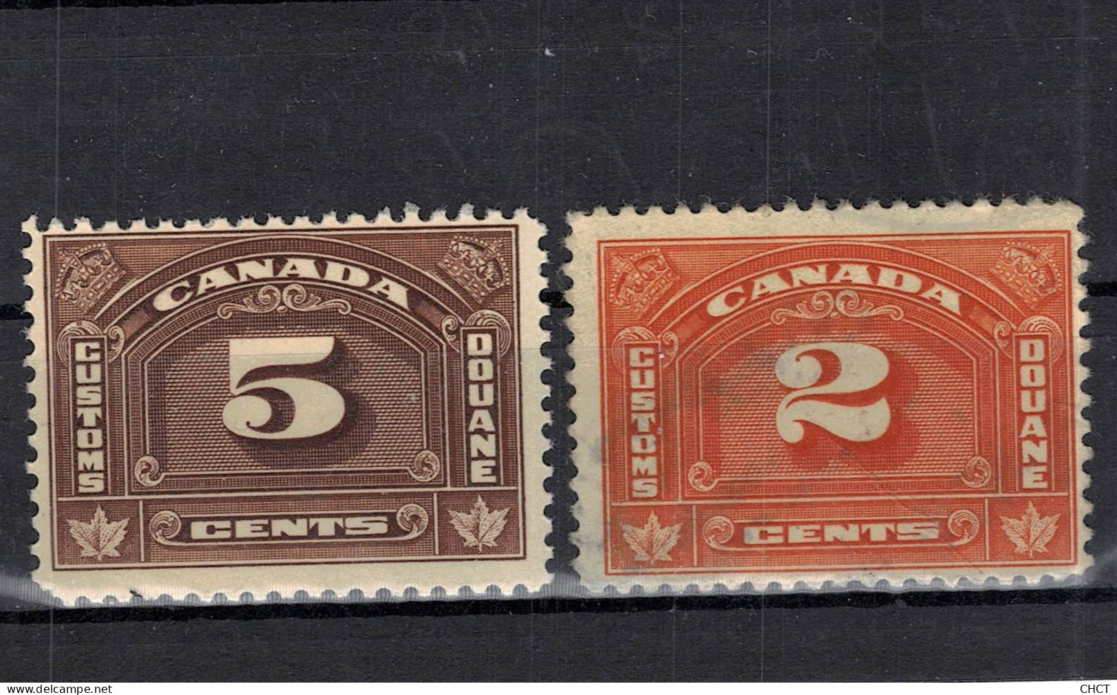 CHCT28 -  2 & 5 Cents, Customs Stamps, 1935, Canada - Fiscale Zegels