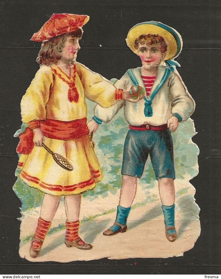 Découpis Gaufré Jeunes Enfants De Fleurs Année 1900 - Enfants