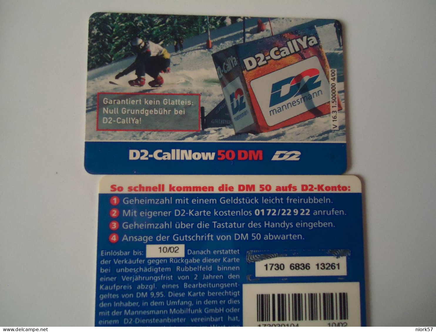 GERMANY  PREPAID CARDS SPORT SKIERS - Autres & Non Classés