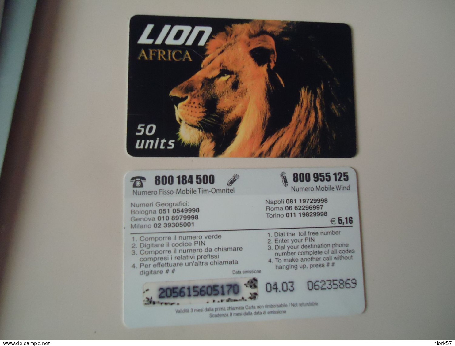 ITALY  ANIMALS USED CARDS LION AFRICA - Oerwoud