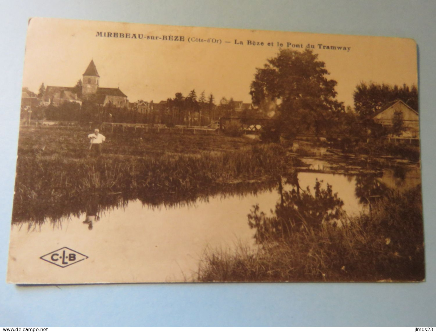 MIREBEAU SUR BEZE, COTE D'OR, LA BEZE ET LE PONT DU TRAMWAY, CPA - Mirebeau