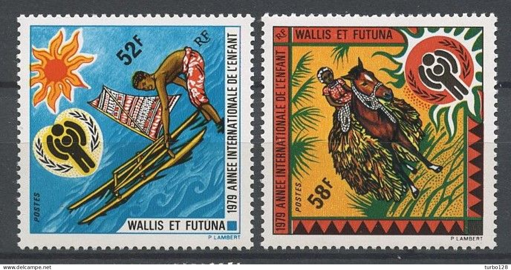 WALLIS 1979 N° 232/233 ** Neufs MNH Superbes C 5 € Année Enfants Chevaux Bateaux Horses Boats Children - Ungebraucht