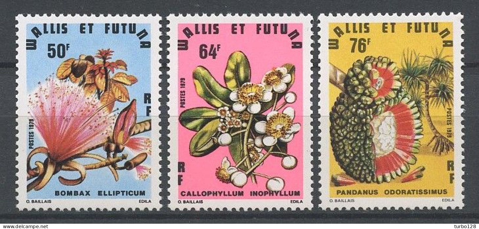 WALLIS 1979 N° 234/236 ** Neufs MNH Superbes C 10 € Fleurs Flowers Arbres Trees Fruits Bombax Ellipticum Pandanus - Ungebraucht