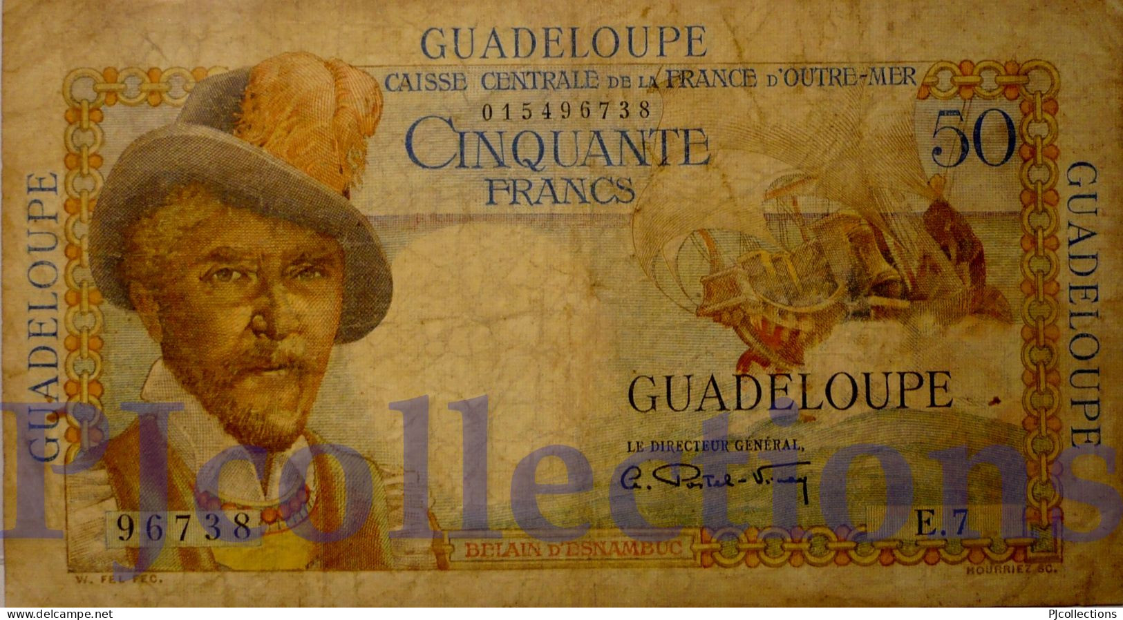 GUADELOUPE 50 FRANCS 1947/49 PICK 34 FINE+ - Autres - Amérique