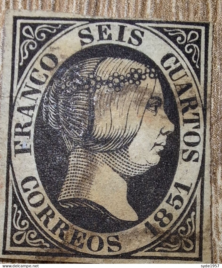 Espagne - Spain - Spanien 1851 Y&T N°6 - Michel N°6 (o) - 6c Isabelle II - Usados