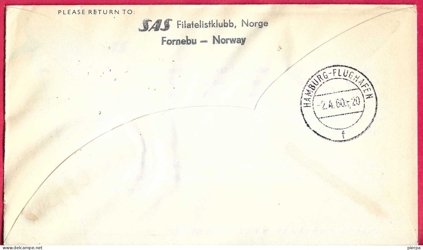 NORGE - FIRST CARAVELLE FLIGHT - SAS - FROM OSLO TO HAMBURG *1.4.60* ON OFFICIAL COVER - Covers & Documents