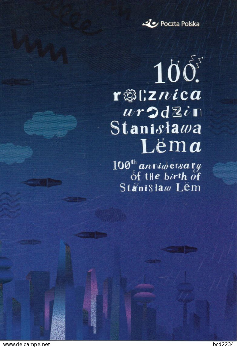 POLAND 2021 POST OFFICE LIMITED EDITION FOLDER: 100TH BIRTH ANNIVERSARY POLISH WRITER AUTHOR STANISLAW LEM IMPERF & PERF - Cartas & Documentos