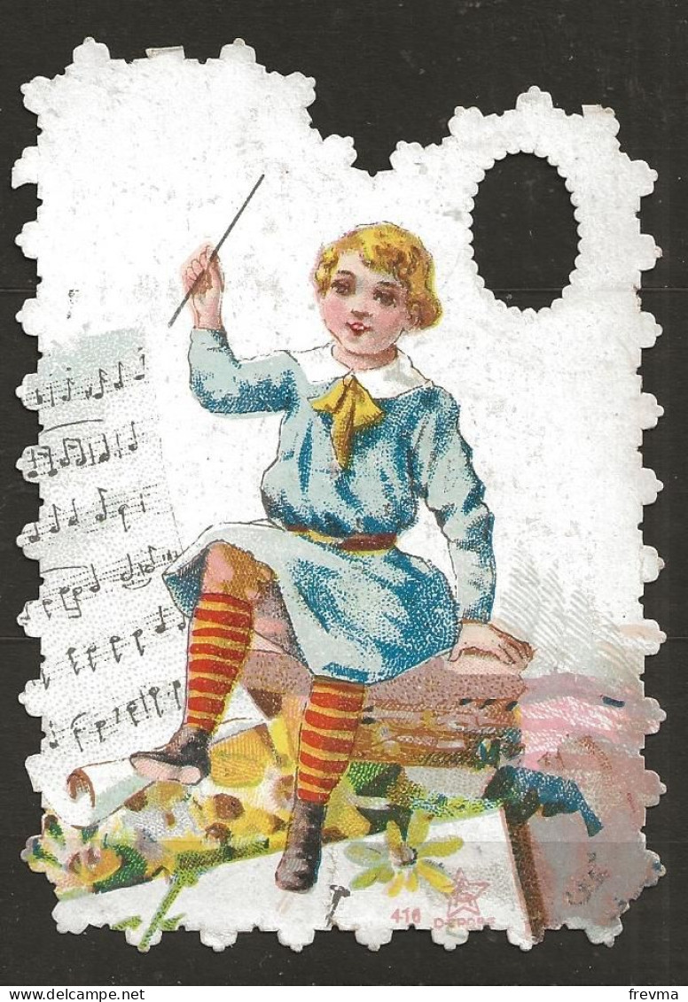 Découpis Gaufrée Jeune Garçon Chef D'orchestre Année 1900 - Enfants