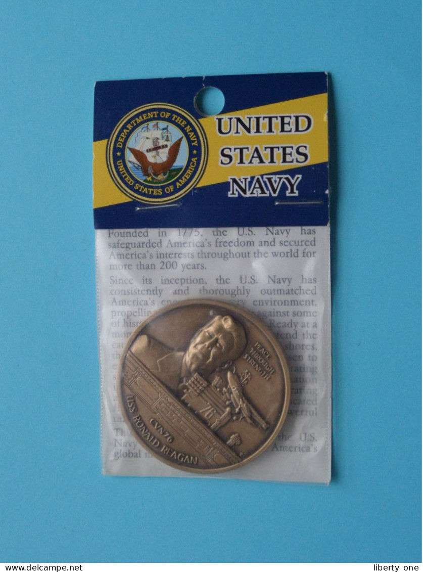 United States Navy - CVN76 " USS RONALD REAGAN " ( UNC > See SCANS ) 47 Mm. : +/- 60 Gr. ( NWT Mint Auburn WA )! - Elongated Coins