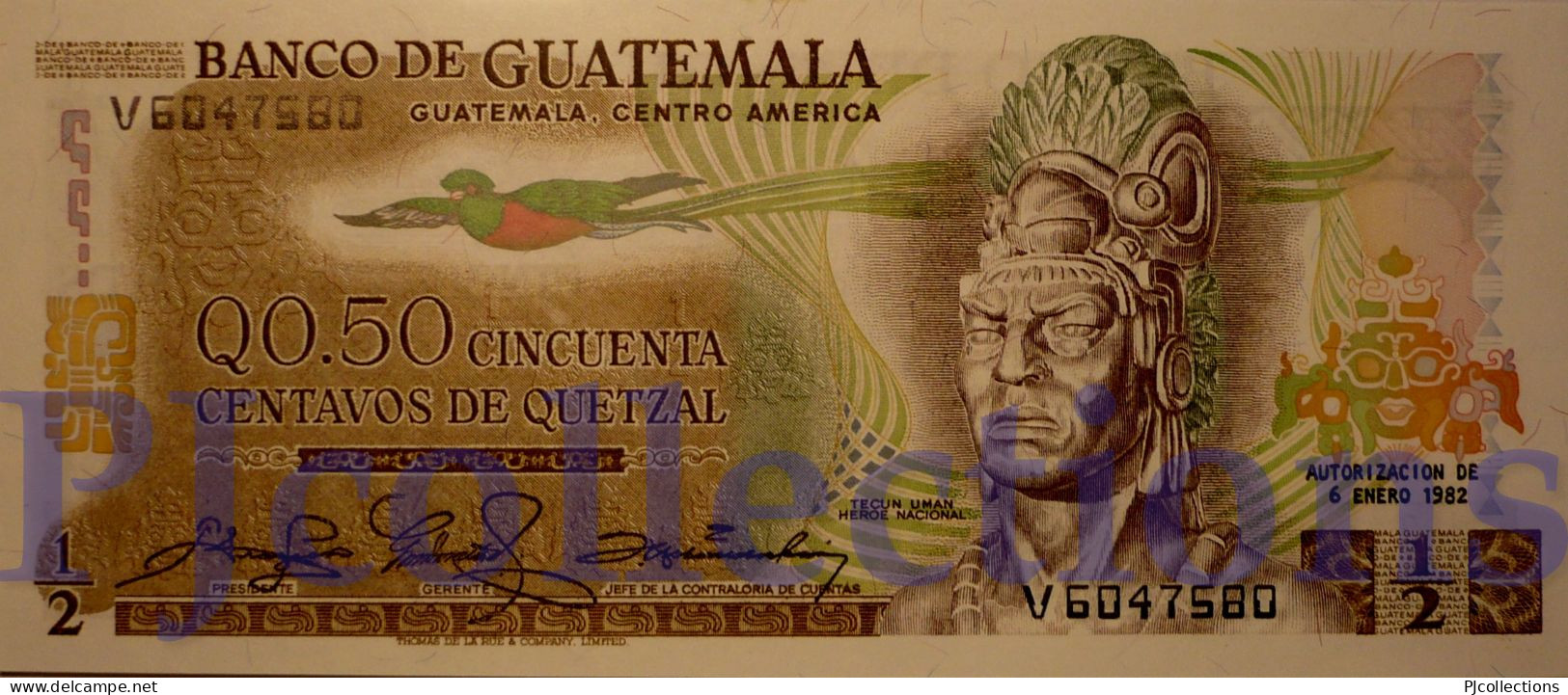 GUATEMALA 1/2 QUETZAL 1982 PICK 58c UNC - Guatemala