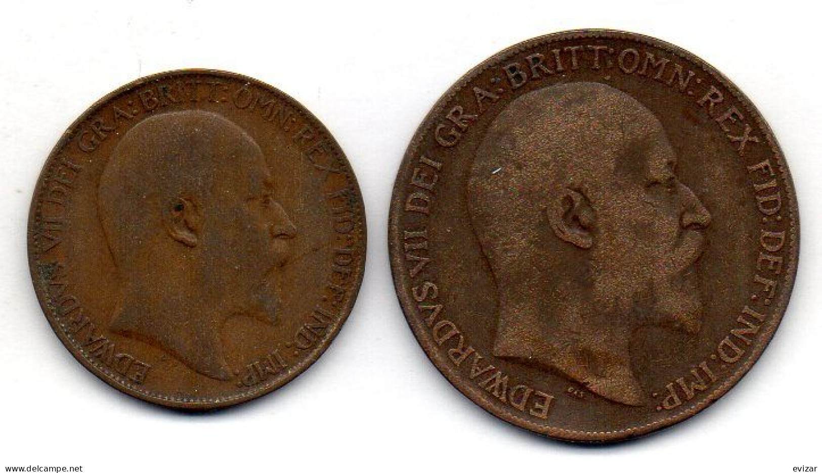 GREAT BRITAIN - Set Of Two Coins 1/2, 1 Penny, Bronze, Year 1909, 1910, KM # 793.2, 794.2 - Andere & Zonder Classificatie