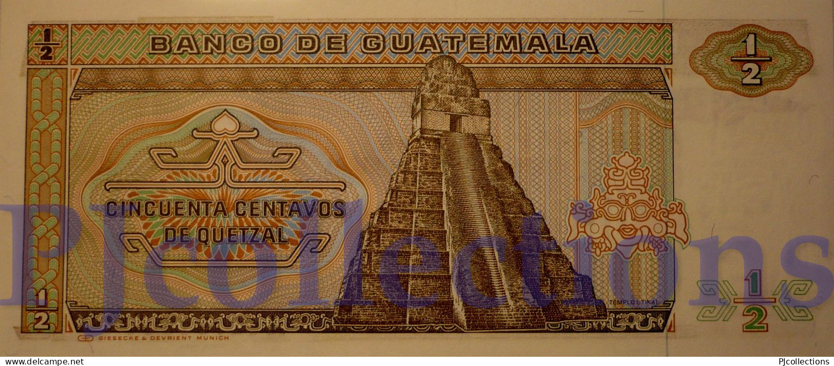 GUATEMALA 1/2 QUETZAL 1989 PICK 65 UNC - Guatemala