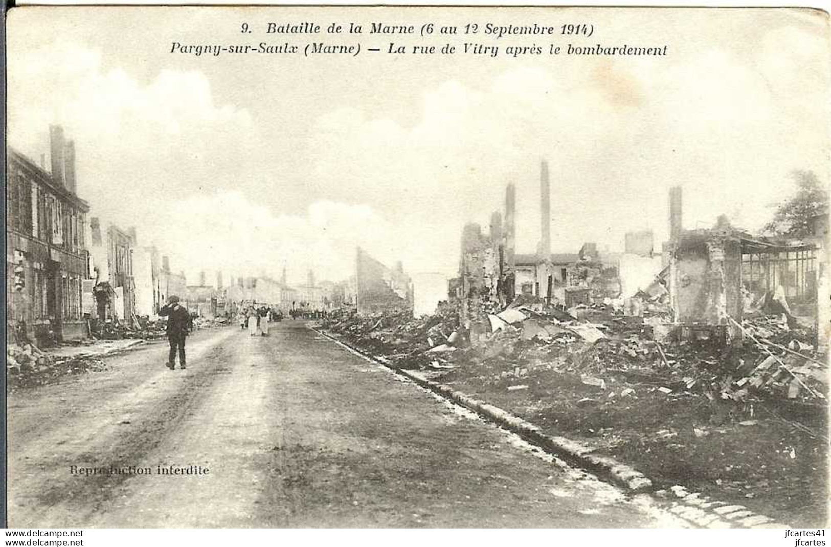 51 - PARGNY-SUR-SAULX - La Rue De Vitry Après Le Bombardement - Pargny Sur Saulx