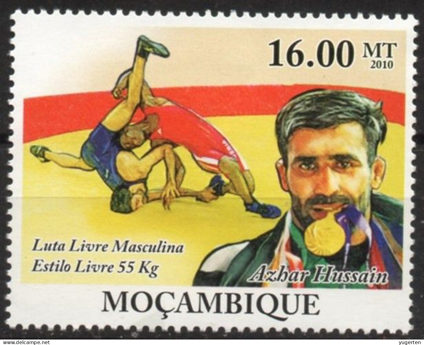 MOZAMBIQUE 2010 - 1v - MNH - New Delhi Games - Azhar Hussain - Ringen - Lucha - Worstelen - Martial - Pakistan - Lotta