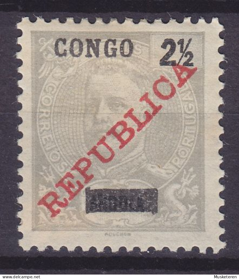 Portuguese Congo 1911 Mi. 55 II, 2½c. König Karl I., Overprinted CONGO / REPUBLICA (Ownermark/Prüfer?), MH* - Portugiesisch-Kongo