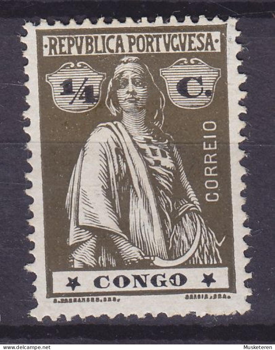 Portuguese Congo 1914 Mi. 99 X, 1/4c. Ceres, ERROR Variety 'Missing Colour In Last 'O' In CONGO', MH* - Portugiesisch-Kongo