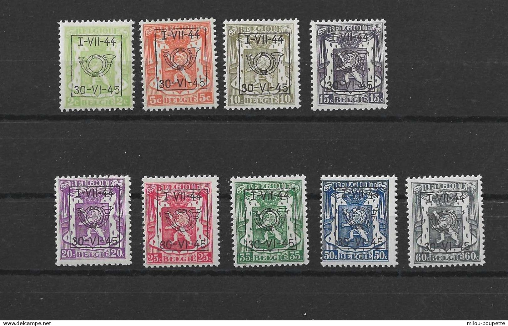 TIMBRES BELGIQUE Préoblitérés  PRE 520/528XX - Typografisch 1936-51 (Klein Staatswapen)