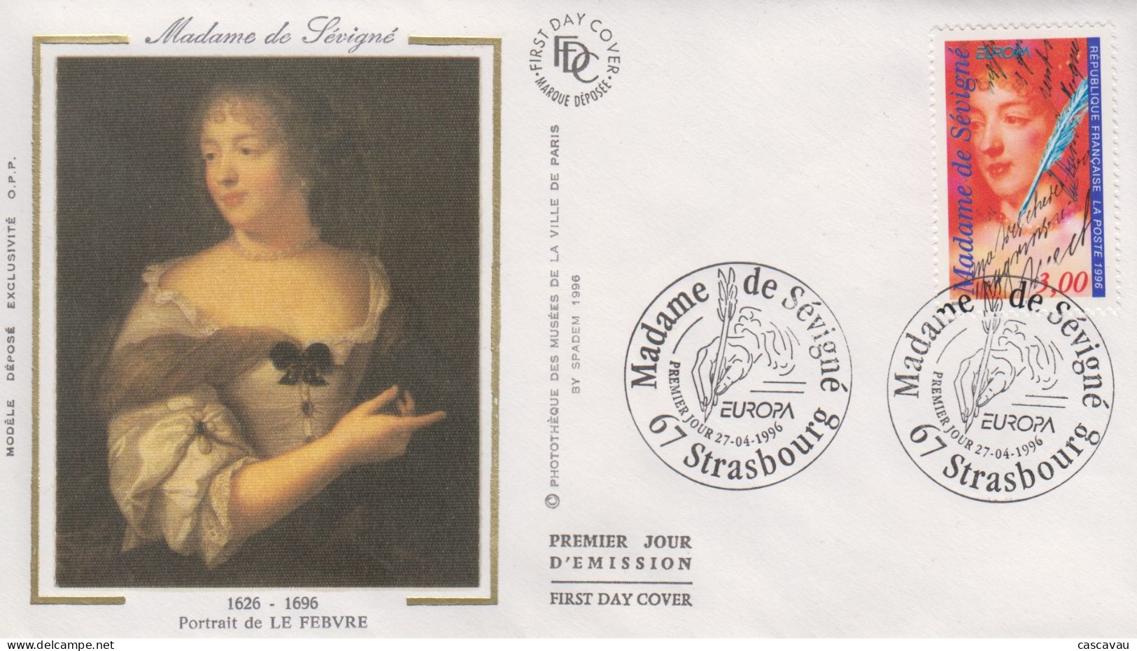 Enveloppe  FDC  1er  Jour    FRANCE    Madame  DE  SEVIGNE     EUROPA    STRASBOURG   1996 - 1996